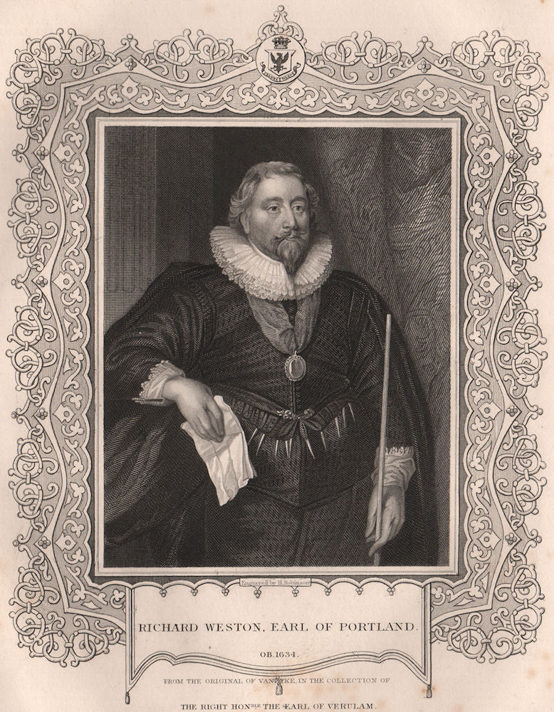 BRITISH HISTORY. Richard Weston, Earl Of Portland. TALLIS 1853 old print